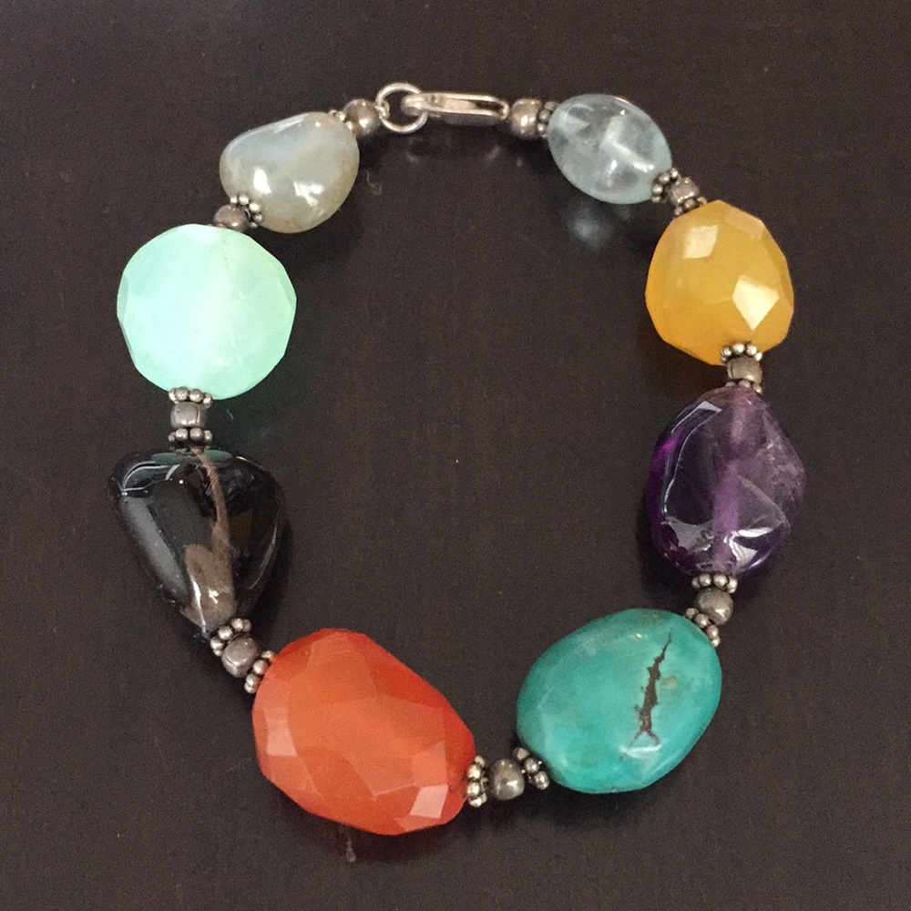 Multicolored Stone and Gem Bracelet